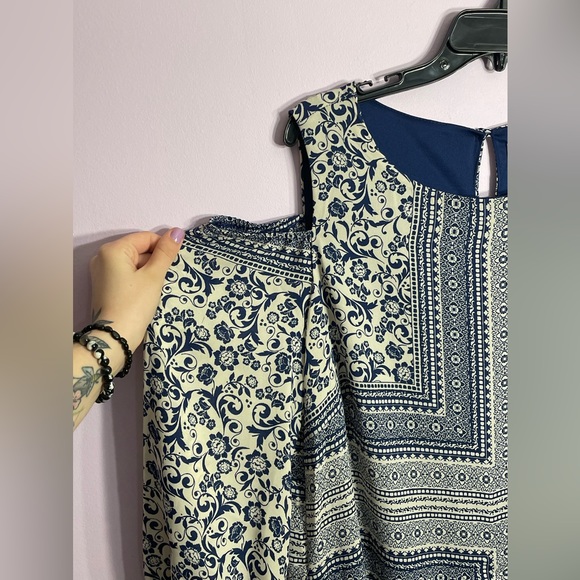 Luxology | Women’s Cold Shoulder White & Blue Dress | NWT | Size: 14 - Picture 9 of 9